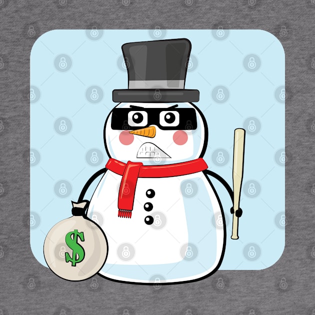 Snowman Bandit - Funny Illustration by DesignWood Atelier